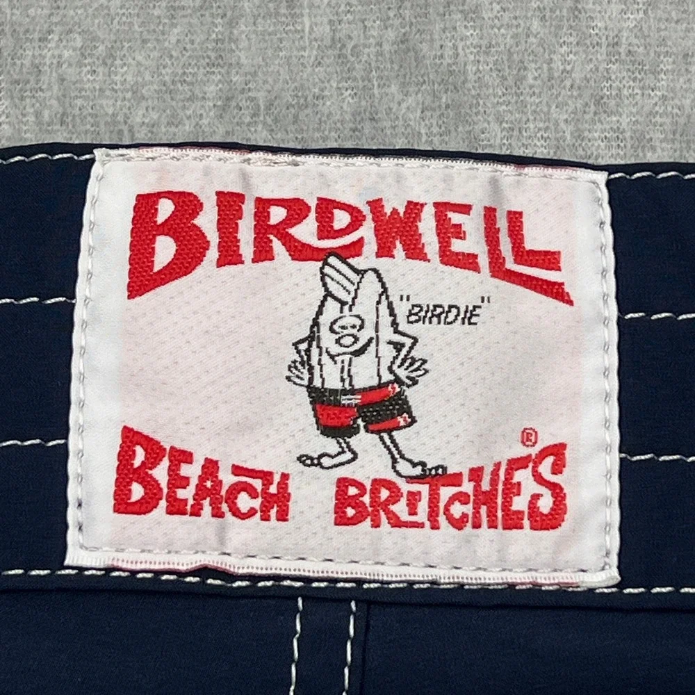 Birdwell Beach Britches Board Shorts Mens 30 Blue Stitch Lace Up Trunks USA Made
